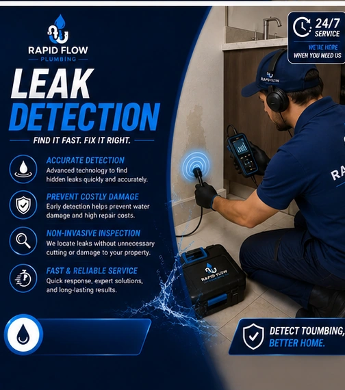 Rapid Flow Plumbing technician using electronic leak detection equipment in Dubai